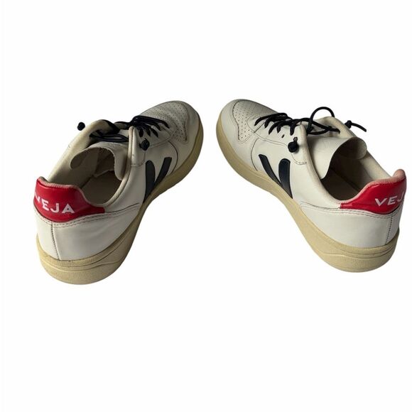 Veja V-10 Leather Sneakers White Black Red Women’s Size 8 (EU 39) - Picture 5 of 15